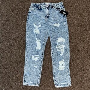 Refuge High Rise Distressed Blue Jeans